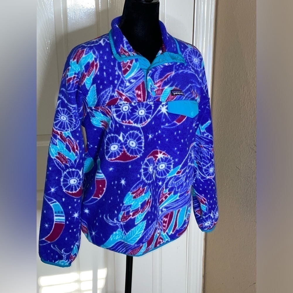 Vintage Patagonia Fleece Synchilla Jacket Rare Owl Creature Pattern womens M‍‍‍‍